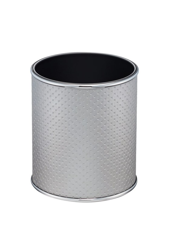 Урна для мусора 6 л Geralis пластик кожа серебро кант хром / M-PHH1-S-PUNTO