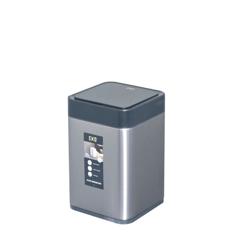 Мусорное ведро сенсорное перезаряжаемое EKO 10 л, благородная сталь / EK9208 RGMT-10L
