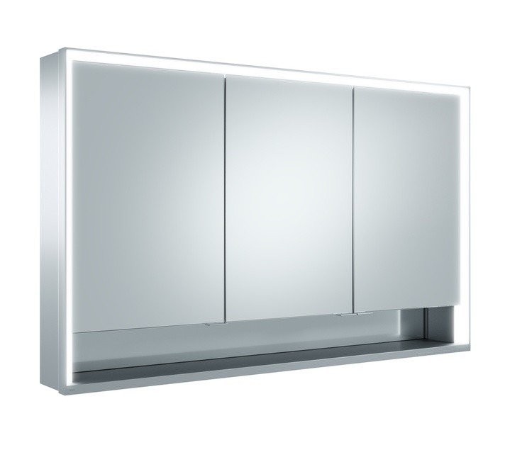 Шкаф настенный с зеркалом KEUCO Royal LUMOS 3 дверцы, подсветка, подогрев 1200х735х165 мм, алюминий, Серебро / 14305171304