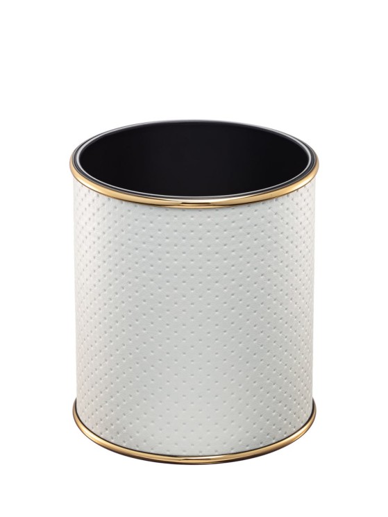 Урна для мусора 6 л Geralis пластик кожа белая кант золото / M-PWG1-S-PUNTO