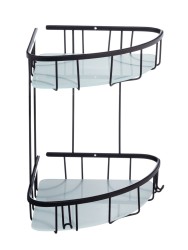 Полочка двухъярусная угловая Geralis решетка из латуни 285х220х295 мм / M-089-04