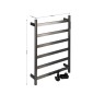 Полотенцесушитель электрический KRAFTTE лесенка на 6 перекладин, 75 W цвет Графит / 44056