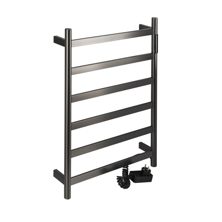 Полотенцесушитель электрический KRAFTTE лесенка на 6 перекладин, 75 W цвет Графит / 44056