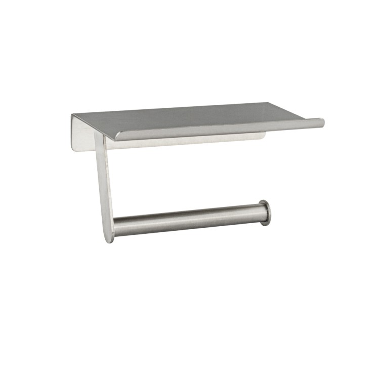 Держатель для туалетной бумаги BRIMIX антивандальный c полкой Сатин / 79924