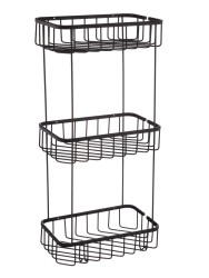 Полочка трёхъярусная угловая Geralis решетка из латуни черная 530х140х245 мм / M-108-04