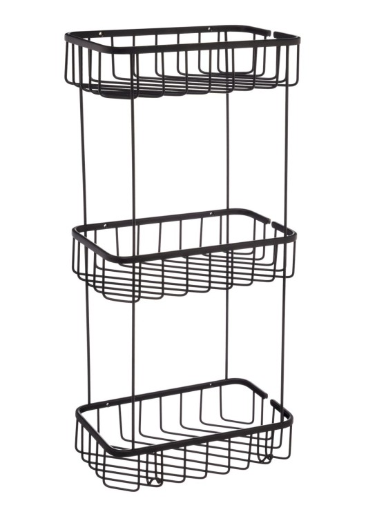 Полочка трёхъярусная угловая Geralis решетка из латуни черная 530х140х245 мм / M-108-04